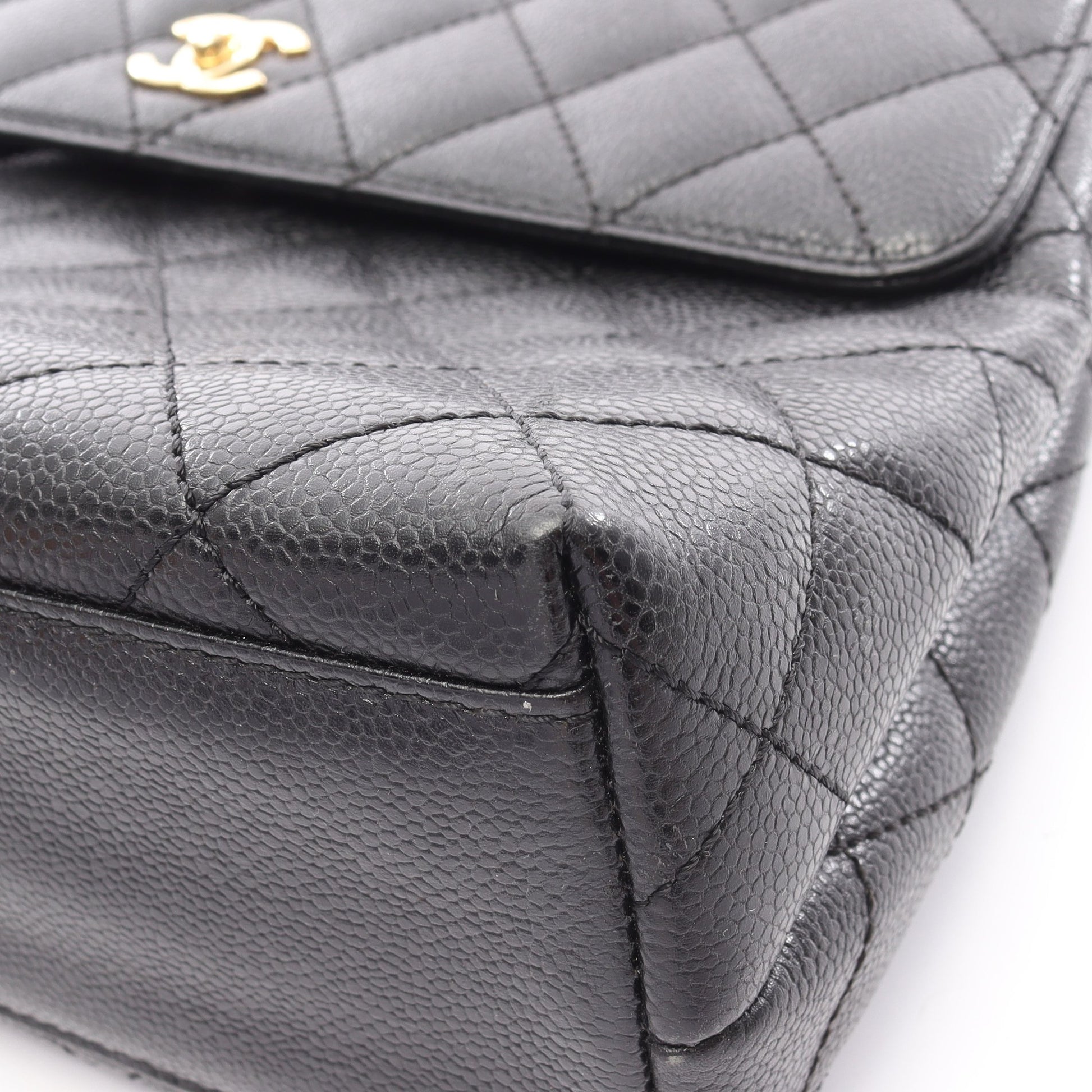 マトラッセ ハンドバッグ キャビアスキン ブラック ゴールド金具 シャネル バッグ CHANEL