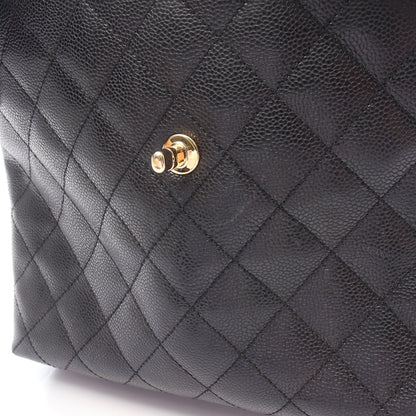 マトラッセ ハンドバッグ キャビアスキン ブラック ゴールド金具 シャネル バッグ CHANEL