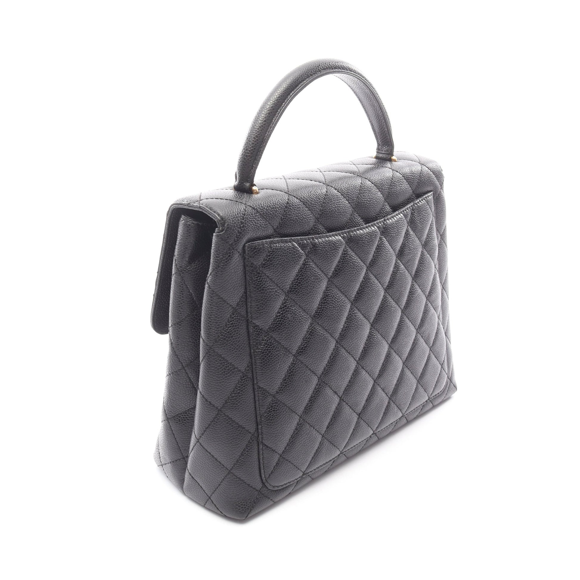 マトラッセ ハンドバッグ キャビアスキン ブラック ゴールド金具 シャネル バッグ CHANEL