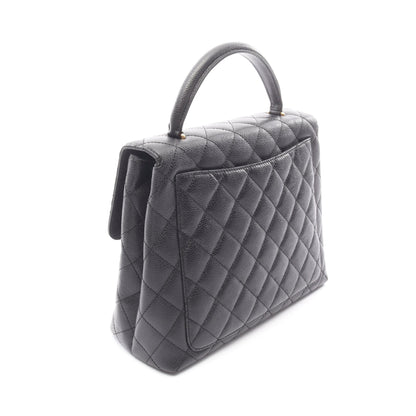 マトラッセ ハンドバッグ キャビアスキン ブラック ゴールド金具 シャネル バッグ CHANEL