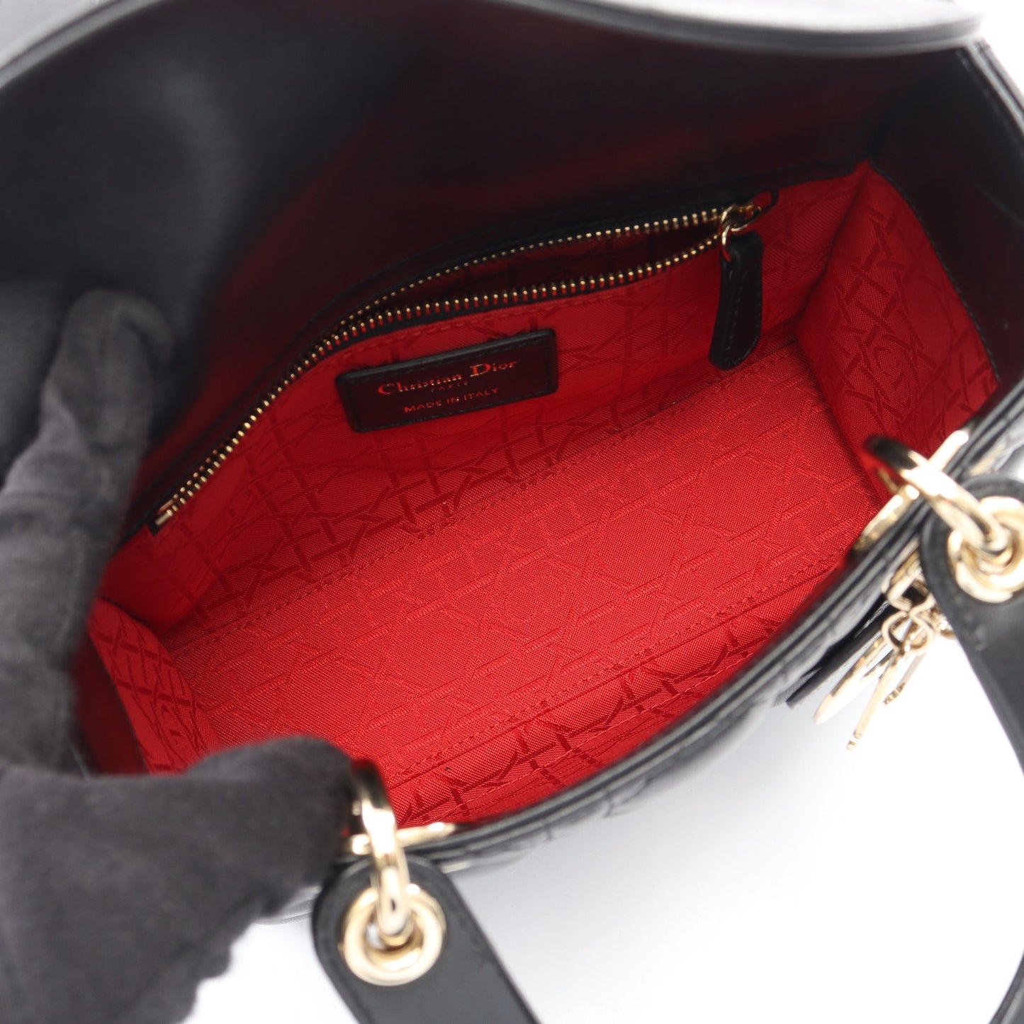 LADY DIOR MY ABCDIOR レディディオール スモール カナージュ 2WAY ハンドバッグ レザー ブラック クリスチャンディオール バッグ Christian Dior