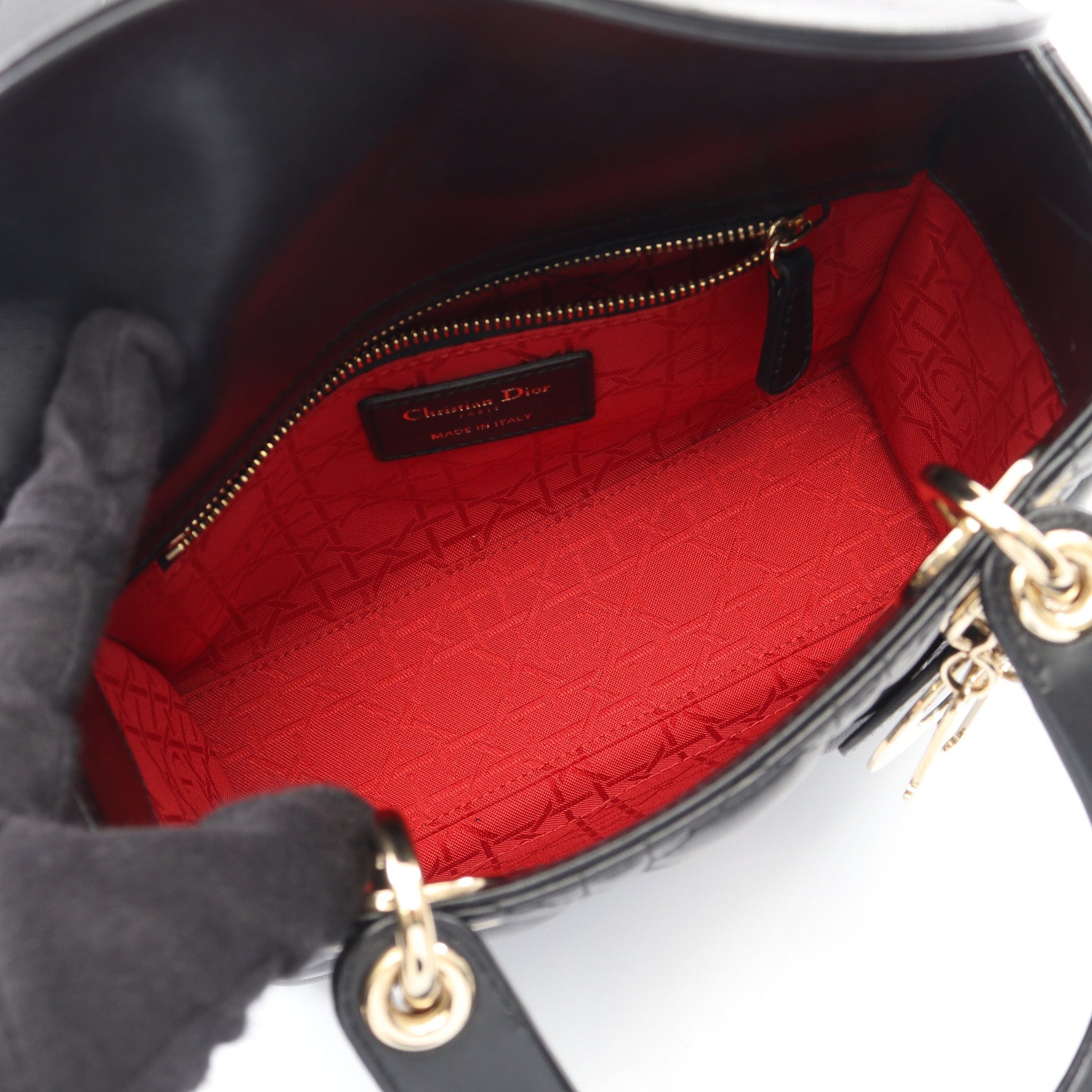 LADY DIOR MY ABCDIOR レディディオール スモール カナージュ 2WAY ハンドバッグ レザー ブラック クリスチャンディオール バッグ Christian Dior
