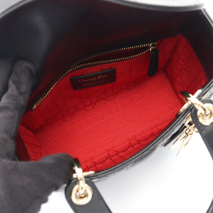 LADY DIOR MY ABCDIOR レディディオール スモール カナージュ 2WAY ハンドバッグ レザー ブラック クリスチャンディオール バッグ Christian Dior
