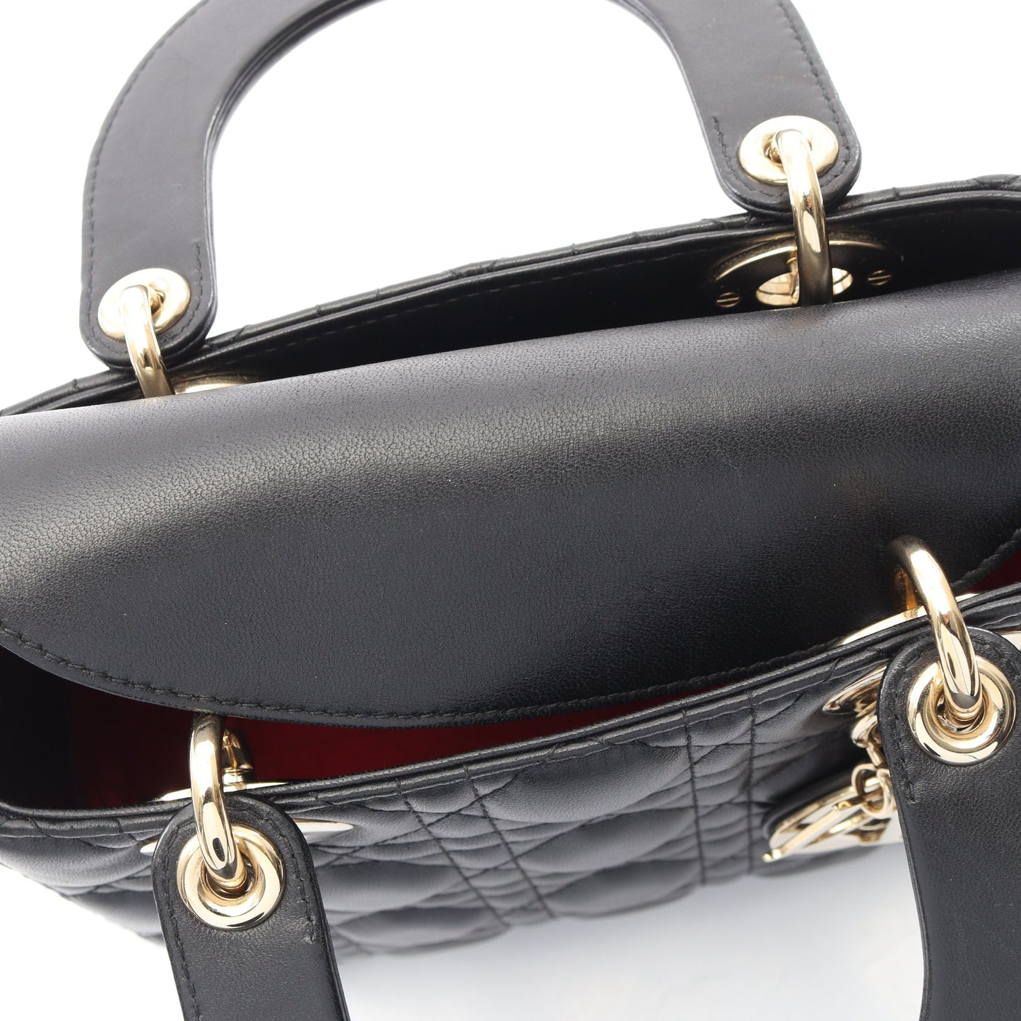LADY DIOR MY ABCDIOR レディディオール スモール カナージュ 2WAY ハンドバッグ レザー ブラック クリスチャンディオール バッグ Christian Dior