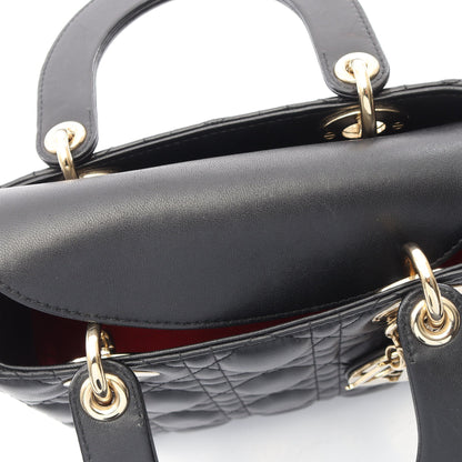 LADY DIOR MY ABCDIOR レディディオール スモール カナージュ 2WAY ハンドバッグ レザー ブラック クリスチャンディオール バッグ Christian Dior