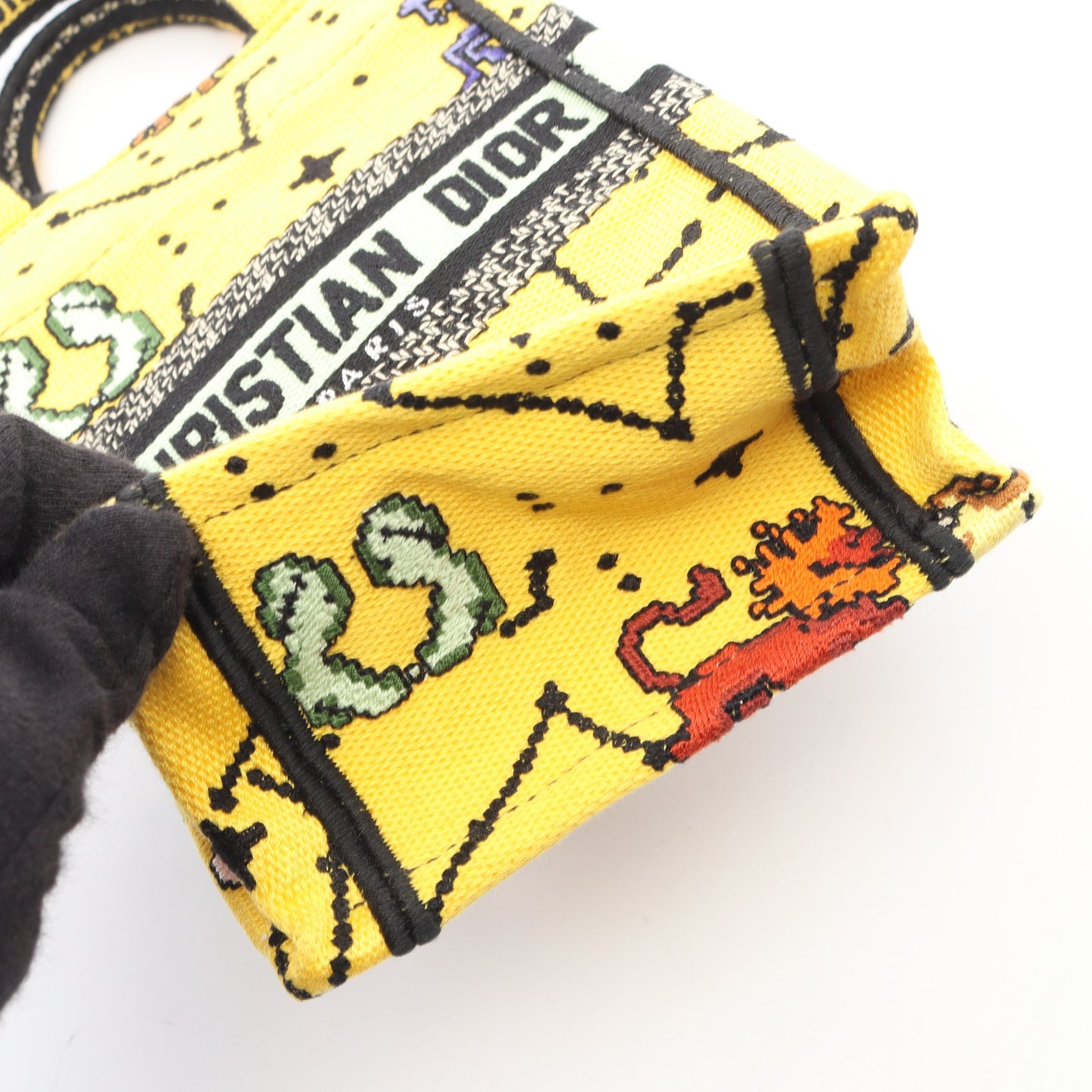 BOOK TOTE ブックトート バーティカルバッグ ミニ フォンバッグ ハンドバッグ キャンバス イエロー マルチカラー クリスチャンディオール バッグ Christian Dior