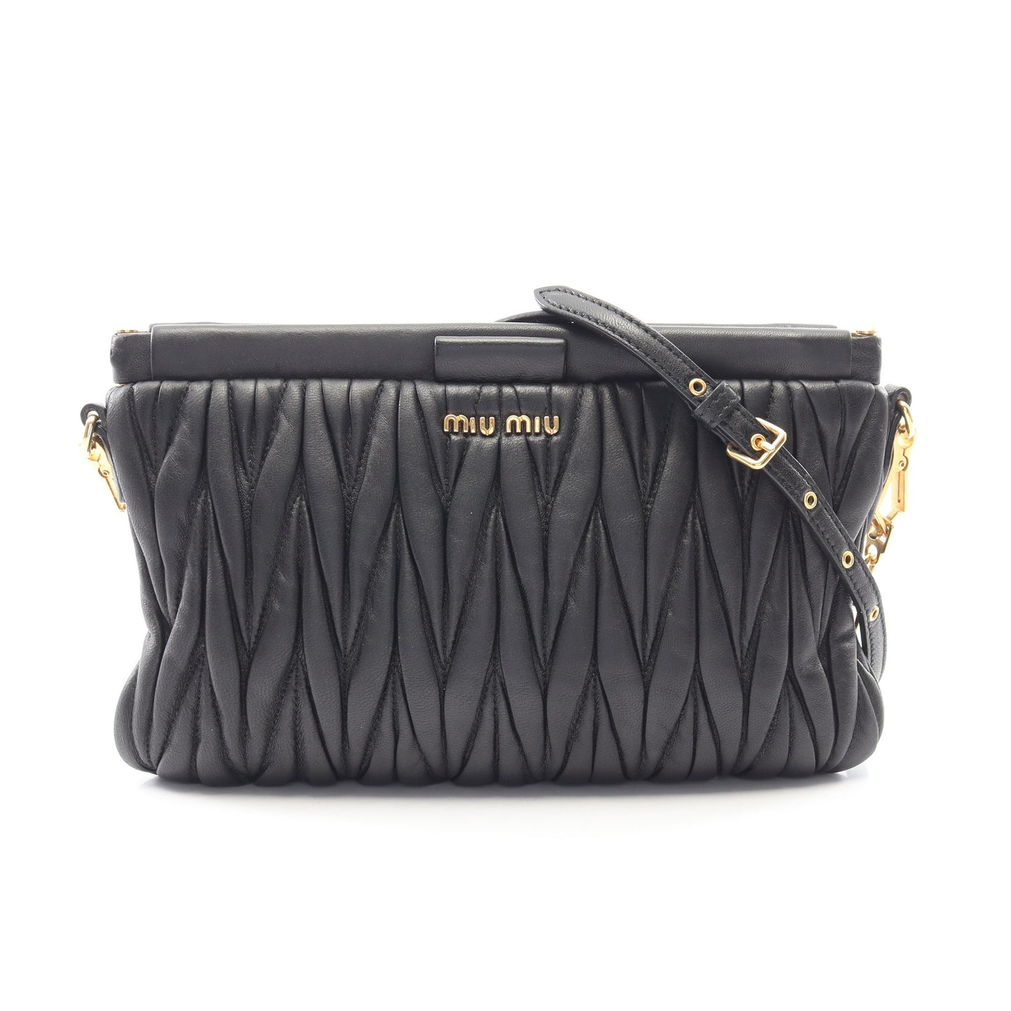 マテラッセ ショルダーバッグ レザー ブラック ミュウミュウ バッグ miu miu