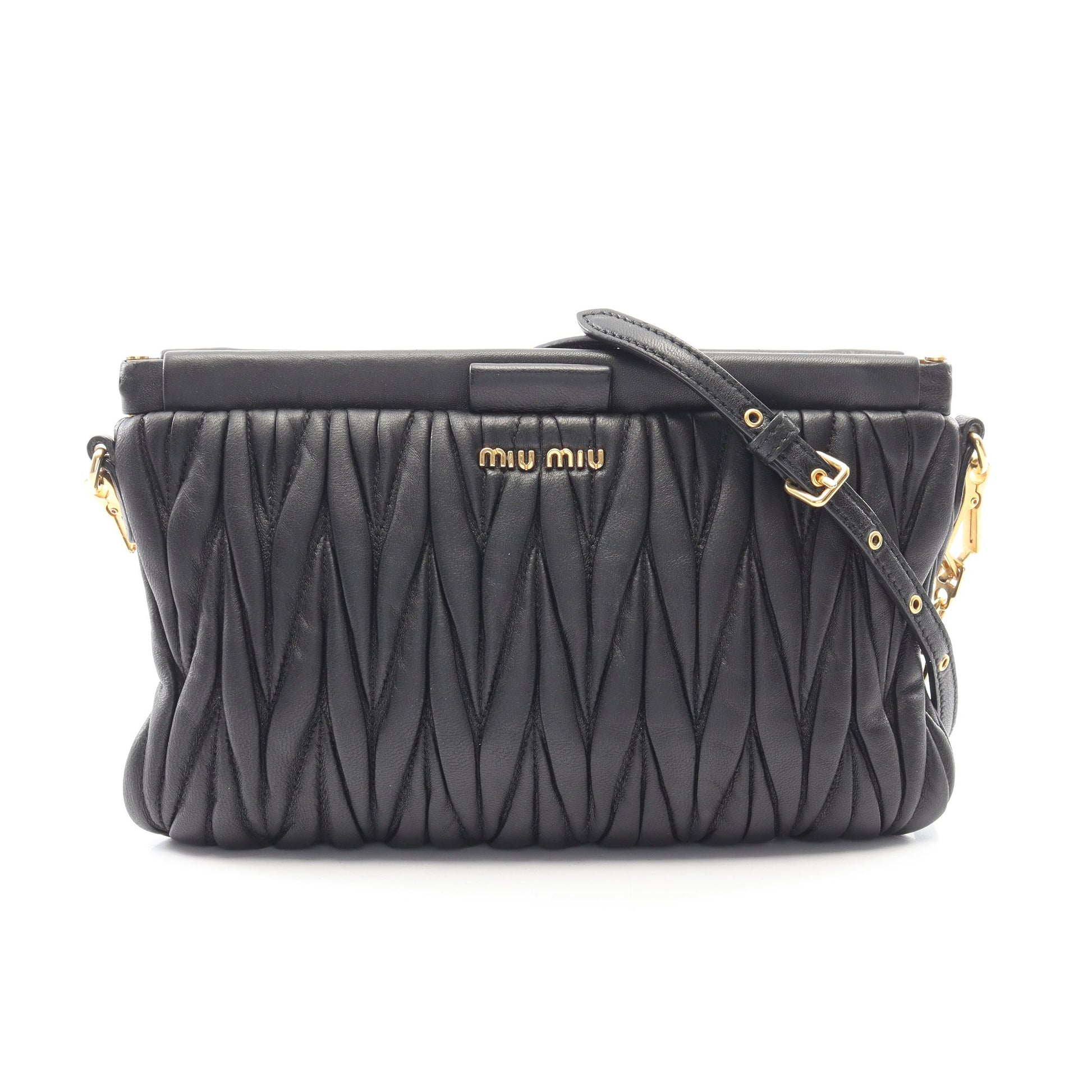 マテラッセ ショルダーバッグ レザー ブラック ミュウミュウ バッグ miu miu