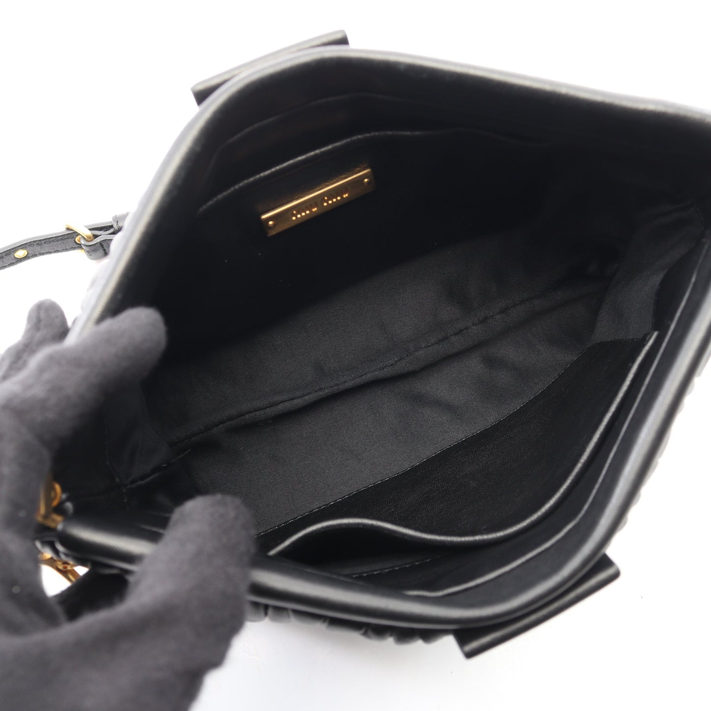 マテラッセ ショルダーバッグ レザー ブラック ミュウミュウ バッグ miu miu
