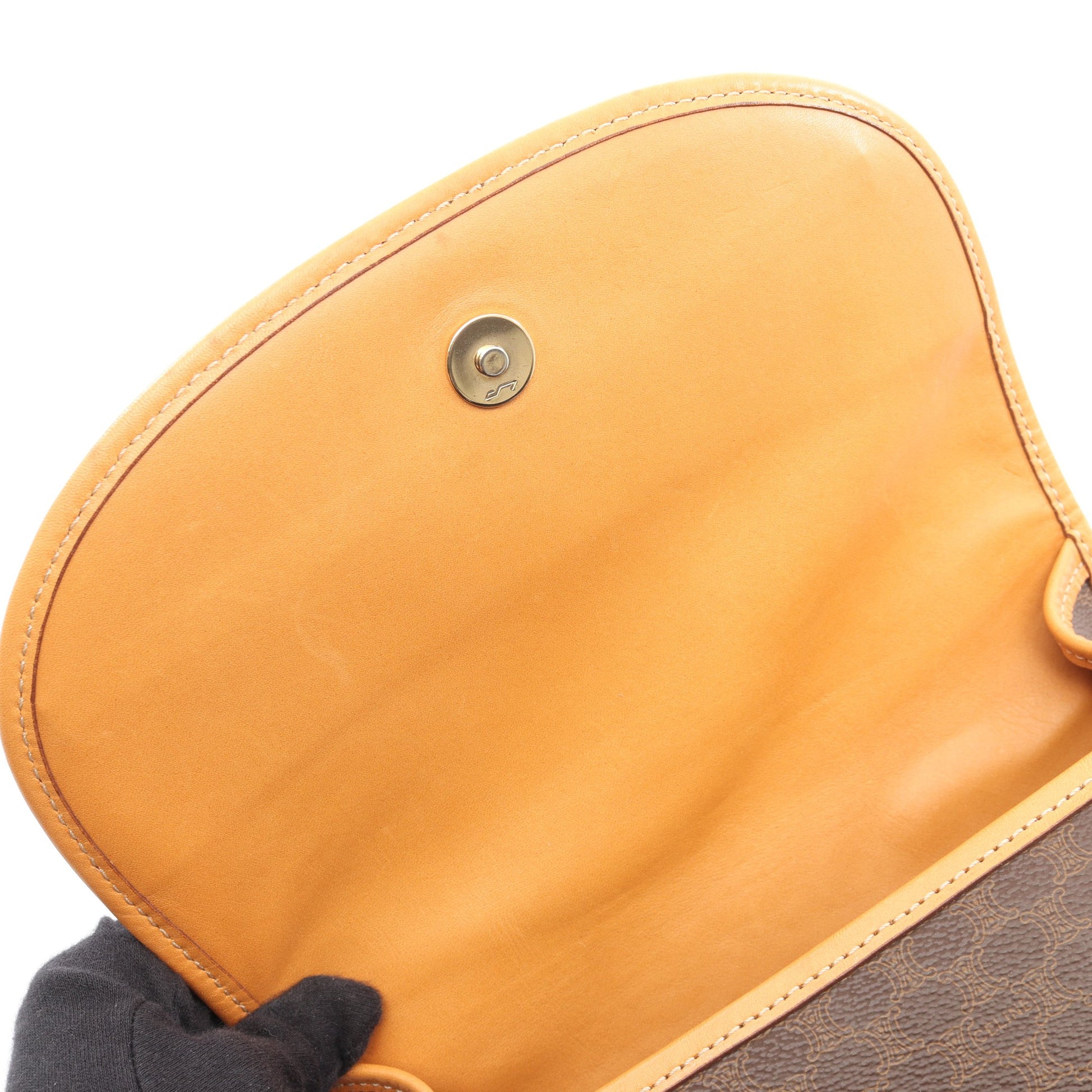 マカダム スターボール ショルダーバッグ PVC レザー ダークブラウン ライトブラウン セリーヌ バッグ CELINE
