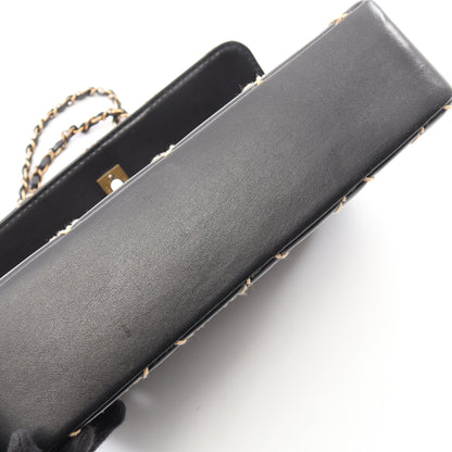 ワイルドステッチ Wチェーンショルダーバッグ レザー ブラック ゴールド金具 シャネル バッグ CHANEL