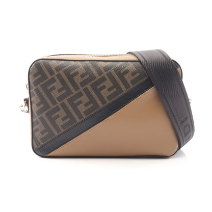 ダイアゴナル カメラケース ズッカ ショルダーバッグ レザー PVC ライトブラウン ブラック フェンディ バッグ FENDI