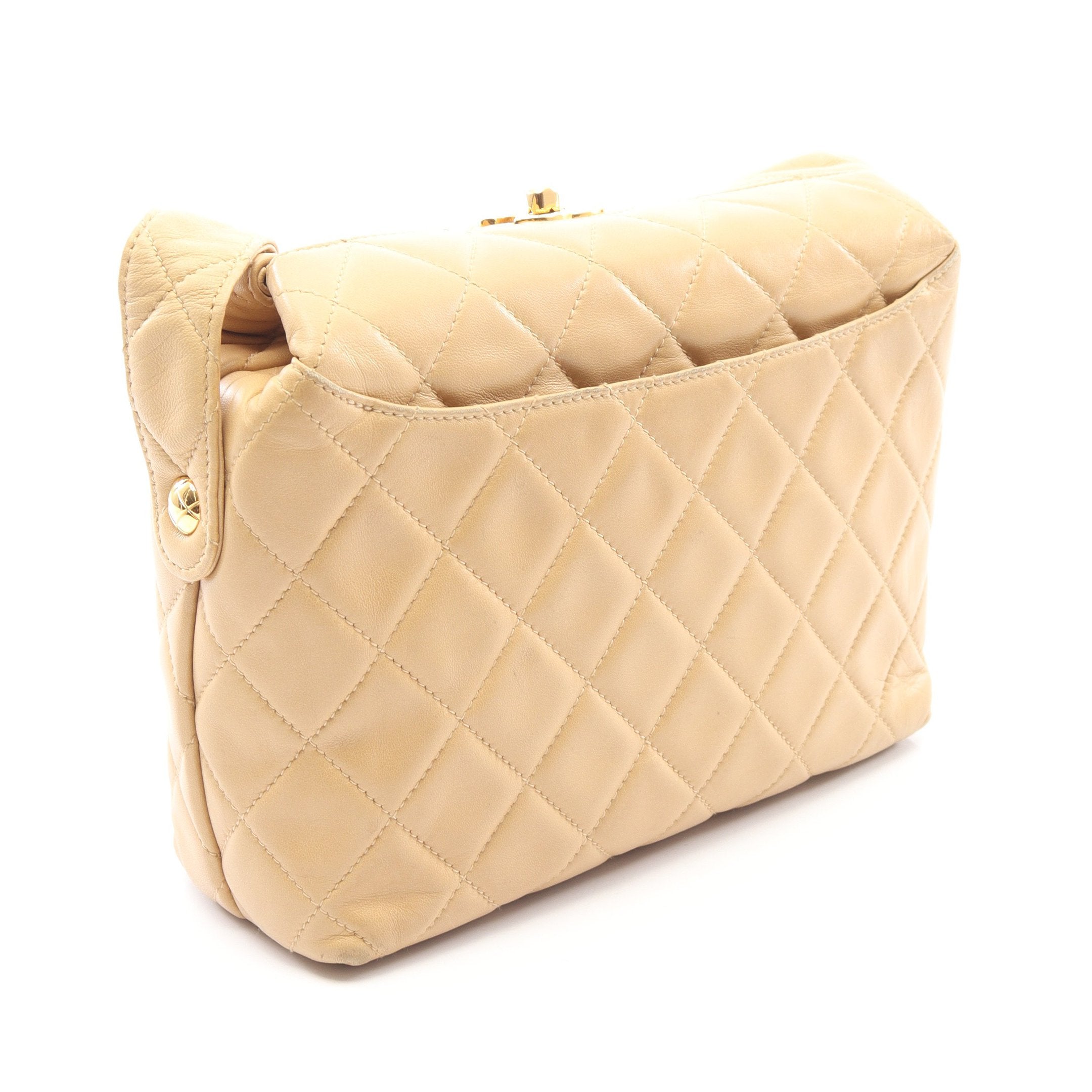 【超希少】CHANELシャネルベージュラムスキンショルダーバッグ ヴィンテージ マトラッセ ショルダーバッグ ラムスキン ベージュ ゴールド金具