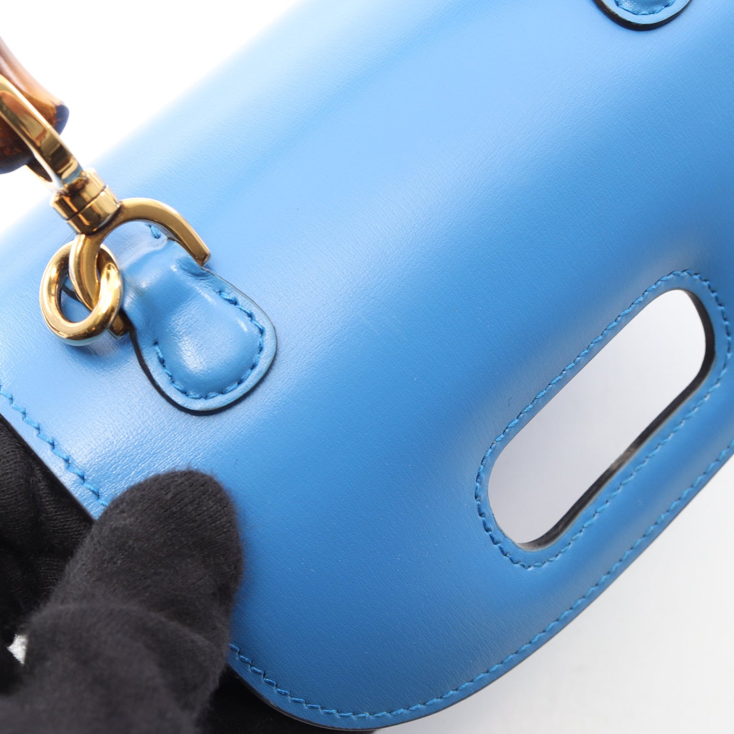 バンブー 2WAY ハンドバッグ レザー ブルー グッチ バッグ GUCCI