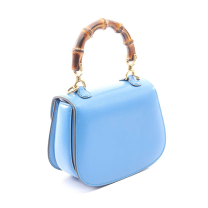 バンブー 2WAY ハンドバッグ レザー ブルー グッチ バッグ GUCCI