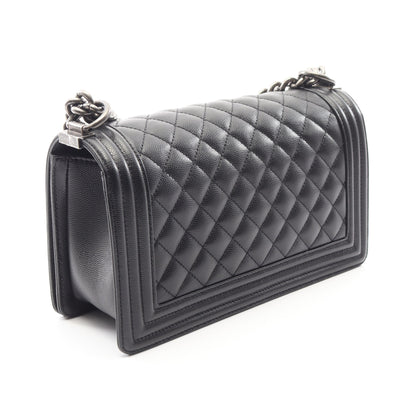 ボーイシャネル チェーンショルダーバッグ キャビアスキン ブラック シルバー金具 シャネル バッグ CHANEL