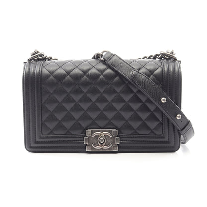 ボーイシャネル チェーンショルダーバッグ キャビアスキン ブラック シルバー金具 シャネル バッグ CHANEL