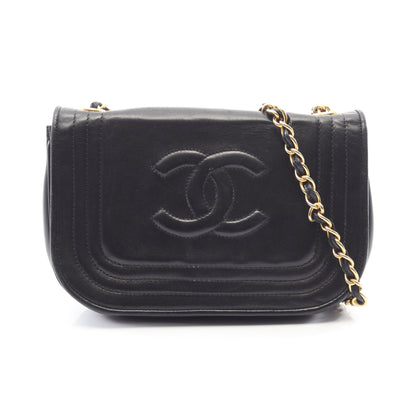 ココマーク チェーンショルダーバッグ ラムスキン ブラック ゴールド金具 ヴィンテージ シャネル バッグ CHANEL
