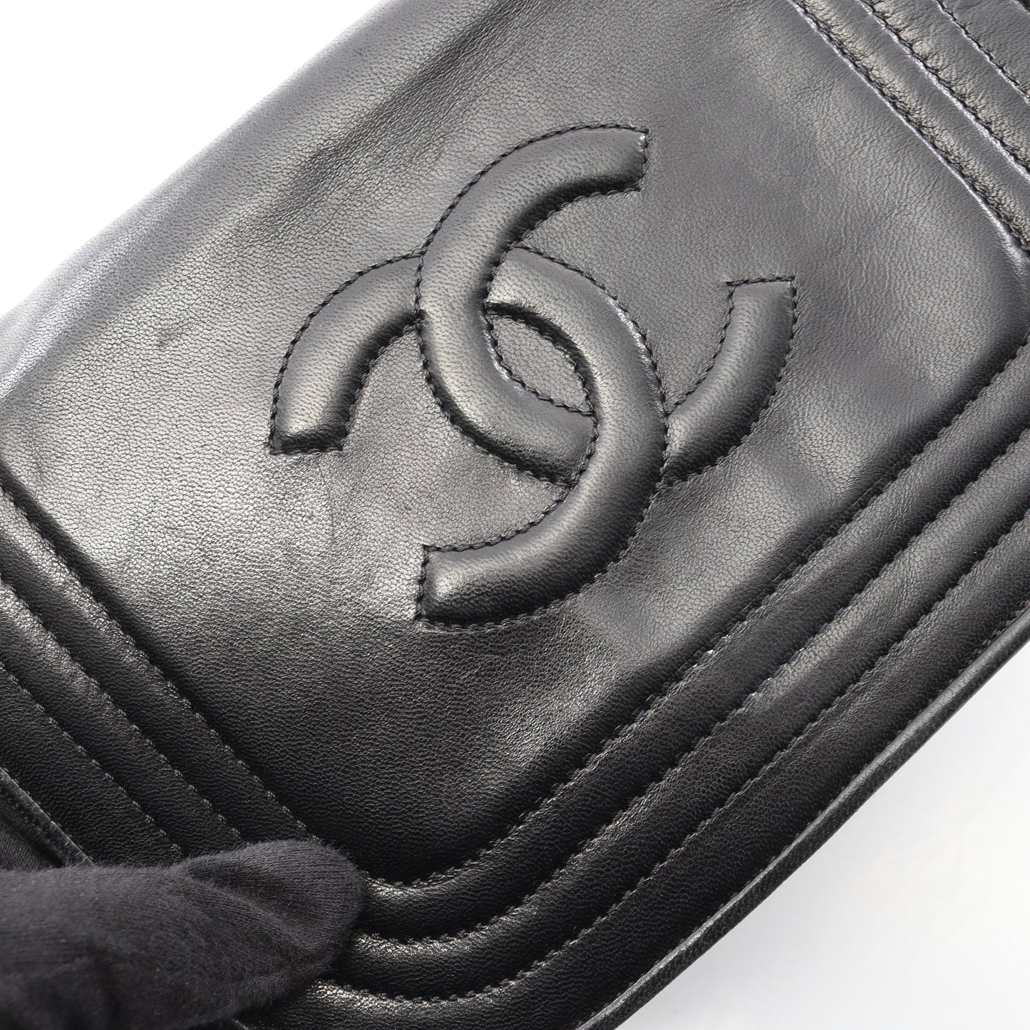 ココマーク チェーンショルダーバッグ ラムスキン ブラック ゴールド金具 ヴィンテージ シャネル バッグ CHANEL