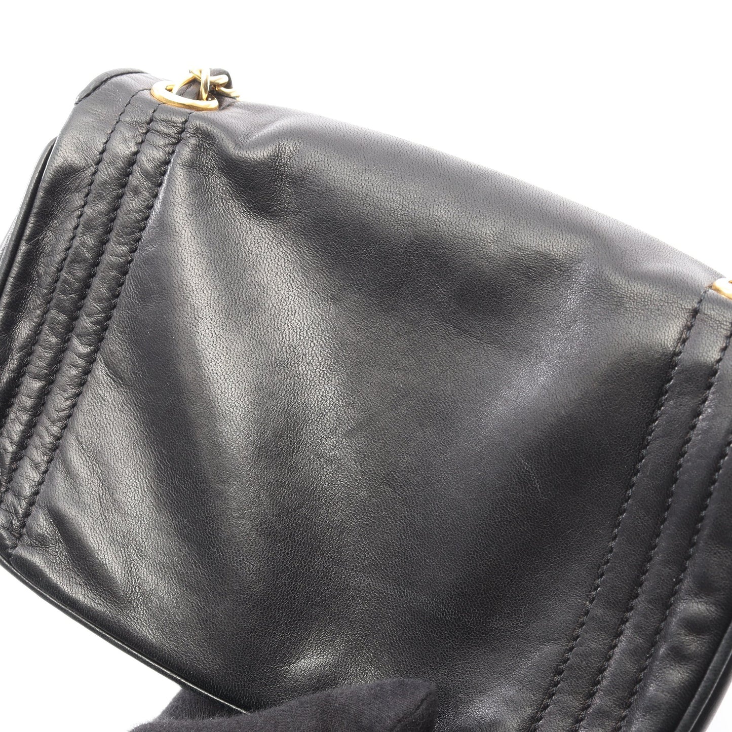 ココマーク チェーンショルダーバッグ ラムスキン ブラック ゴールド金具 ヴィンテージ シャネル バッグ CHANEL
