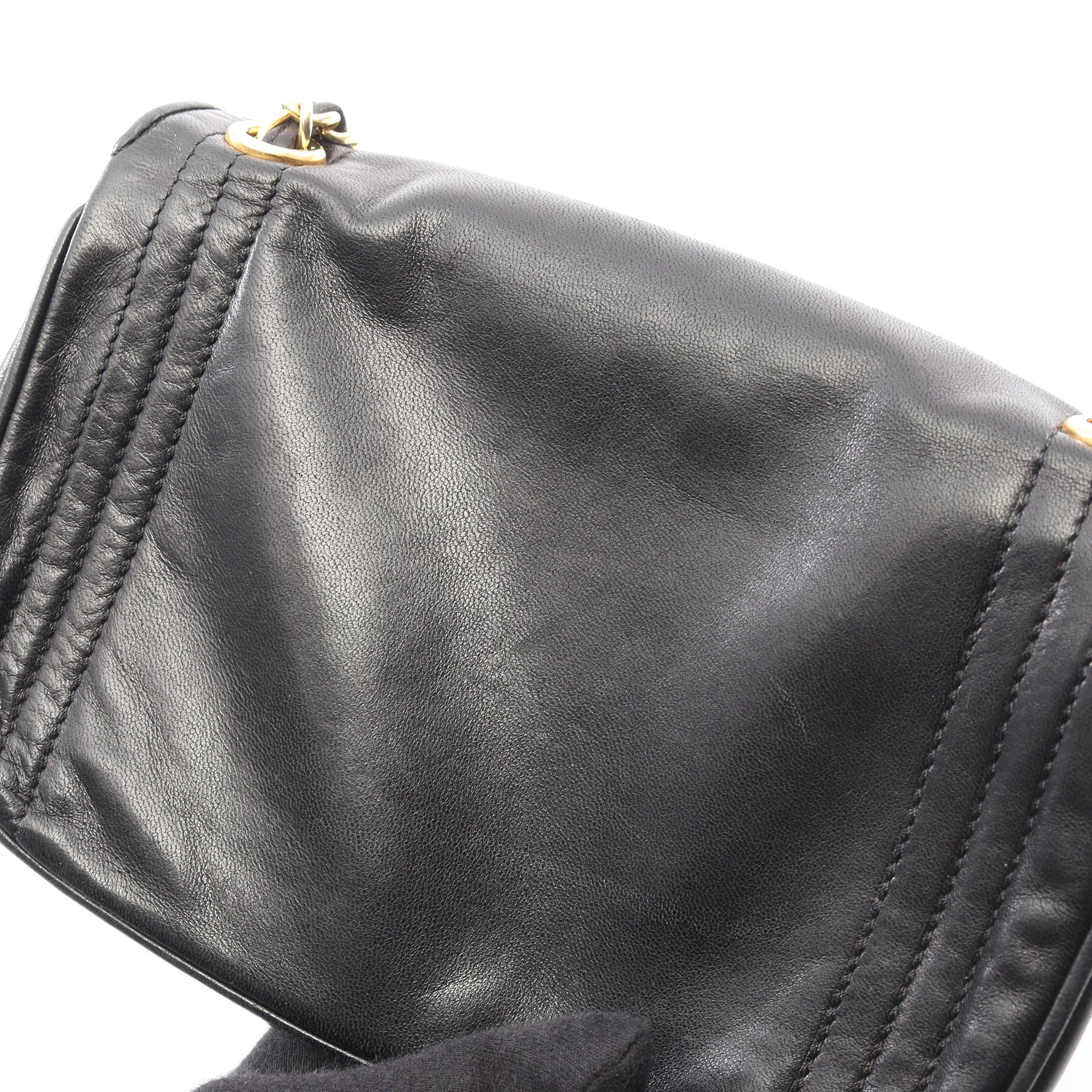 ココマーク チェーンショルダーバッグ ラムスキン ブラック ゴールド金具 ヴィンテージ シャネル バッグ CHANEL
