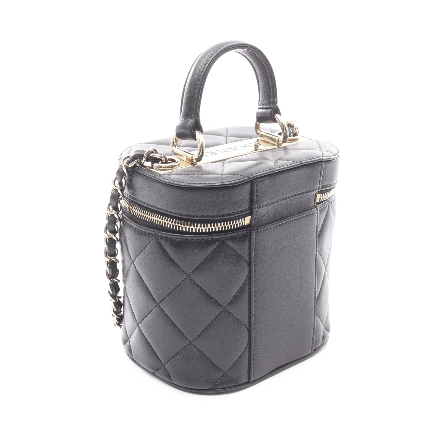 トレンディCC バニティバッグ チェーンショルダーバッグ ラムスキン ブラック ゴールド金具 シャネル バッグ CHANEL