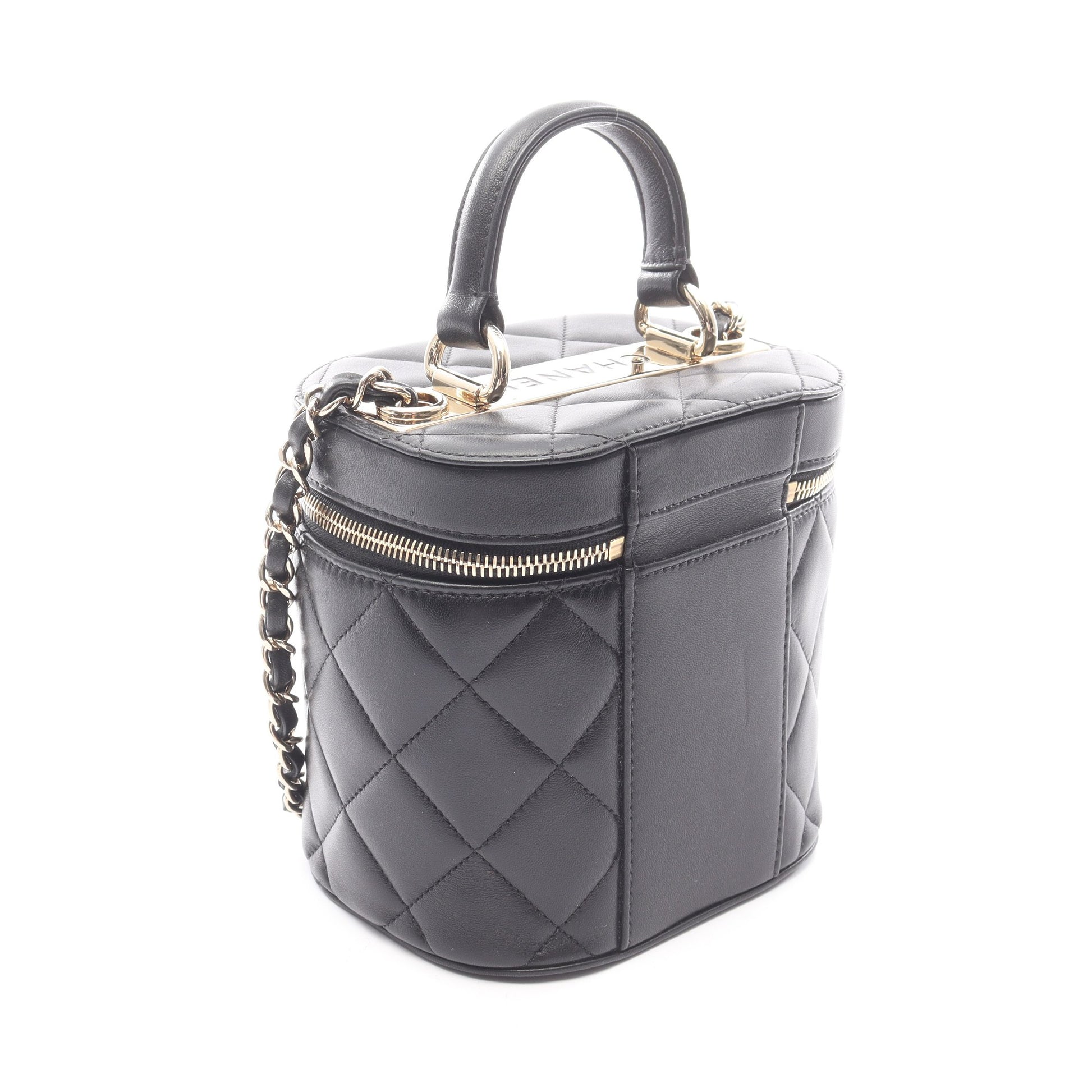 トレンディCC バニティバッグ チェーンショルダーバッグ ラムスキン ブラック ゴールド金具 シャネル バッグ CHANEL