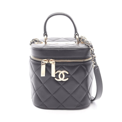 トレンディCC バニティバッグ チェーンショルダーバッグ ラムスキン ブラック ゴールド金具 シャネル バッグ CHANEL