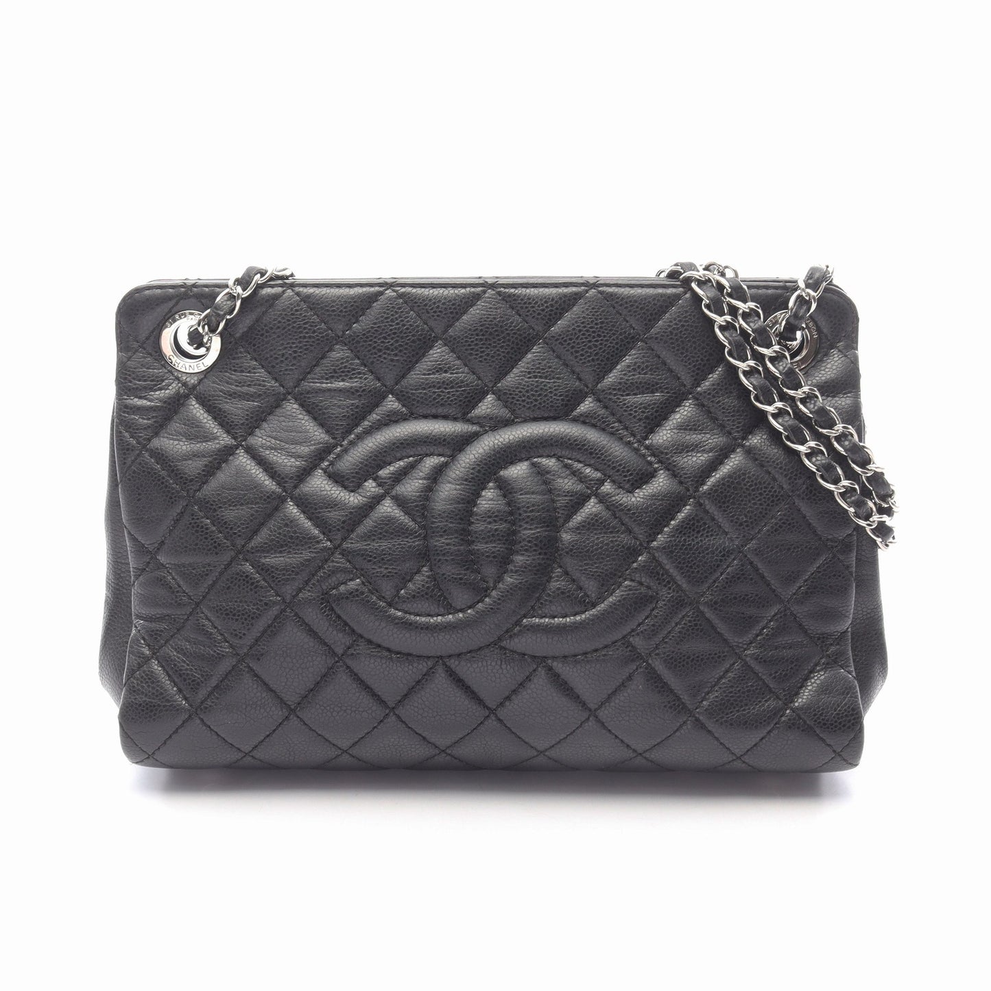 マトラッセ チェーンショルダーバッグ キャビアスキン ブラック シルバー金具 シャネル バッグ CHANEL