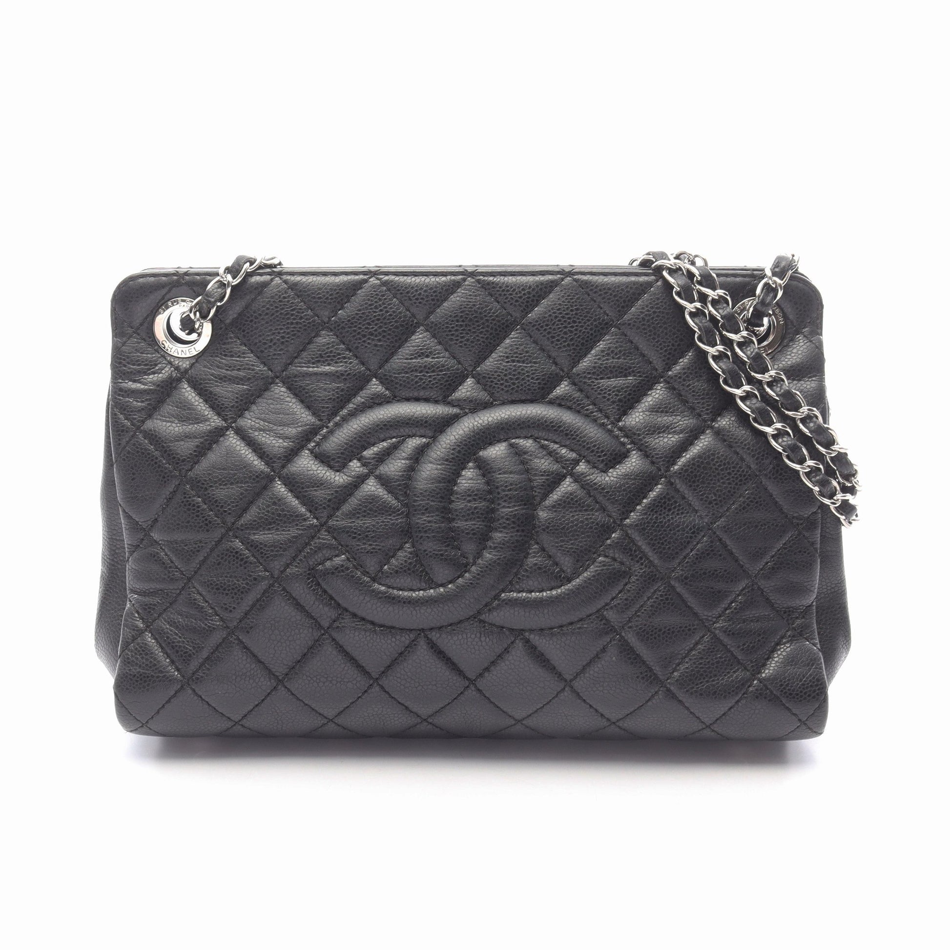 マトラッセ チェーンショルダーバッグ キャビアスキン ブラック シルバー金具 シャネル バッグ CHANEL