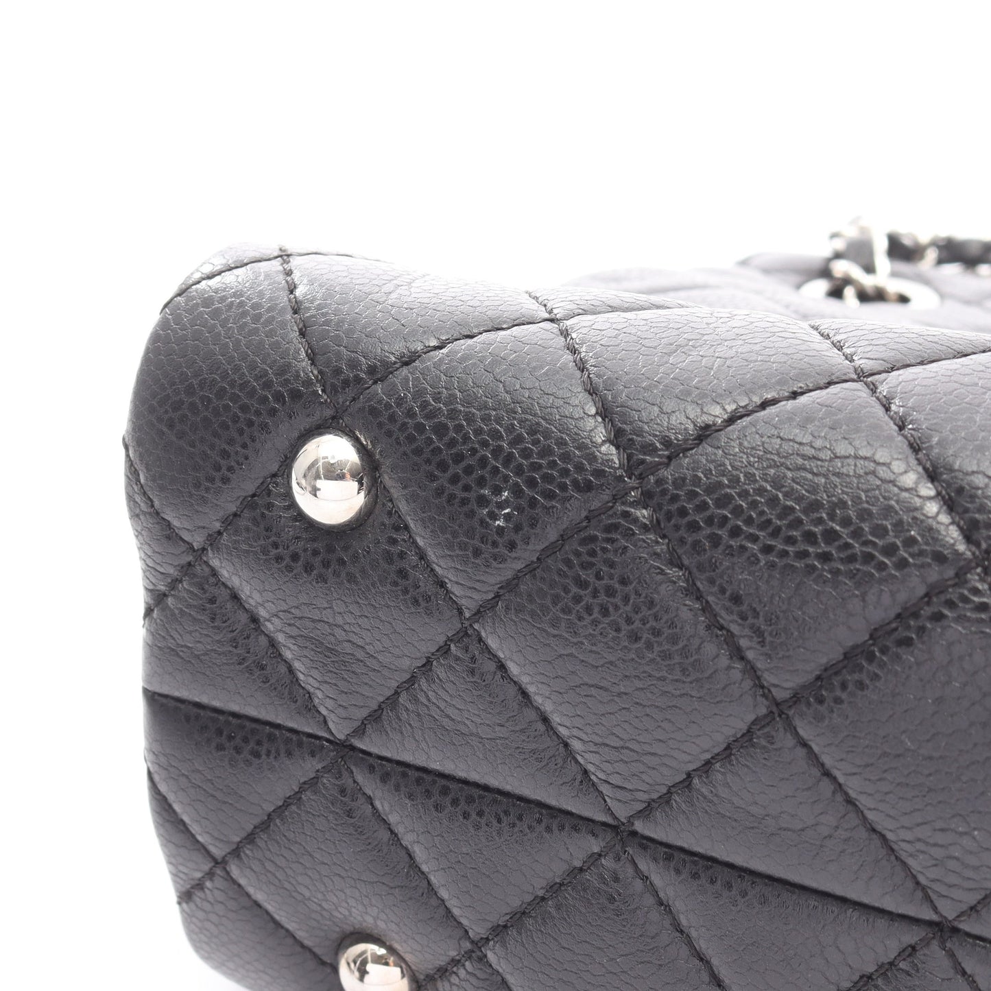 マトラッセ チェーンショルダーバッグ キャビアスキン ブラック シルバー金具 シャネル バッグ CHANEL