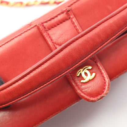 マトラッセ 2WAY ハンドバッグ バニティバッグ ラムスキン レッド ゴールド金具 ヴィンテージ シャネル バッグ CHANEL
