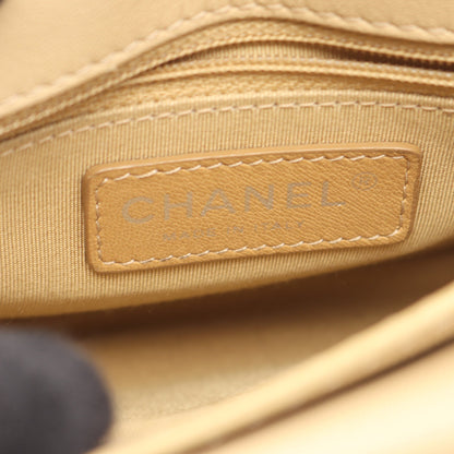 マトラッセ チェーンショルダーバッグ キャビアスキン ベージュ シルバー金具 シャネル バッグ CHANEL