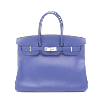 バーキン35 ブルーエレクトリック ハンドバッグ ヴォーエプソン ブルー シルバー金具 □R刻印 エルメス バッグ HERMES