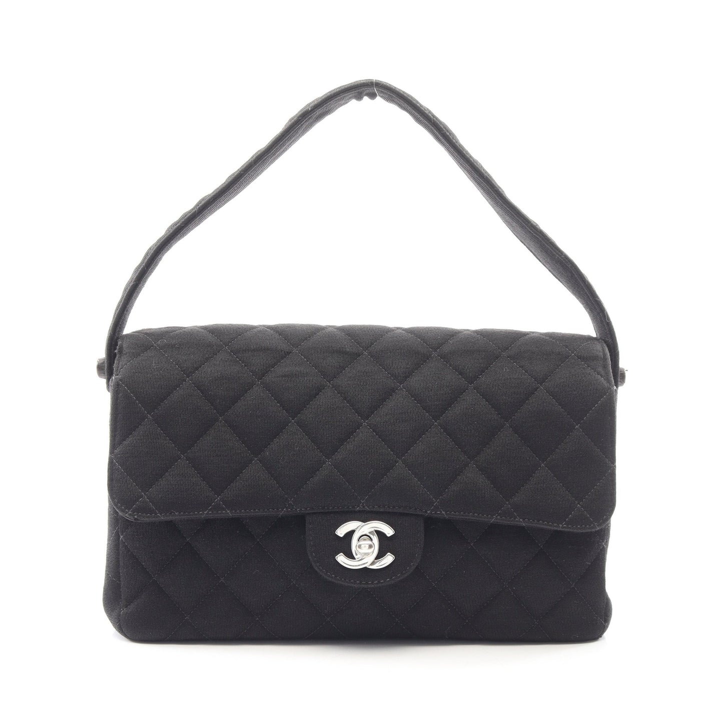 マトラッセ Wフェイス ハンドバッグ コットン ブラック シルバー金具 シャネル バッグ CHANEL