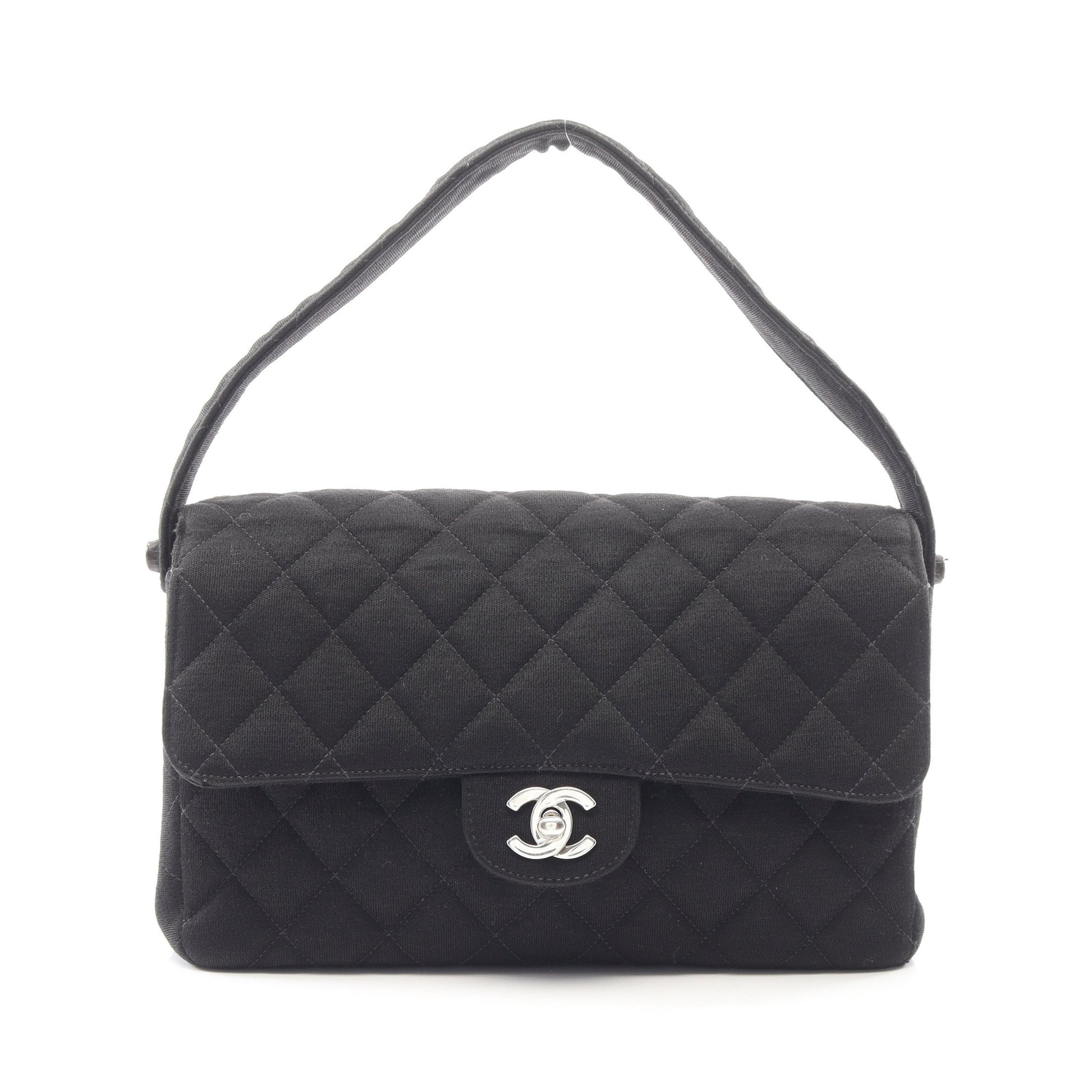 マトラッセ Wフェイス ハンドバッグ コットン ブラック シルバー金具 シャネル バッグ CHANEL
