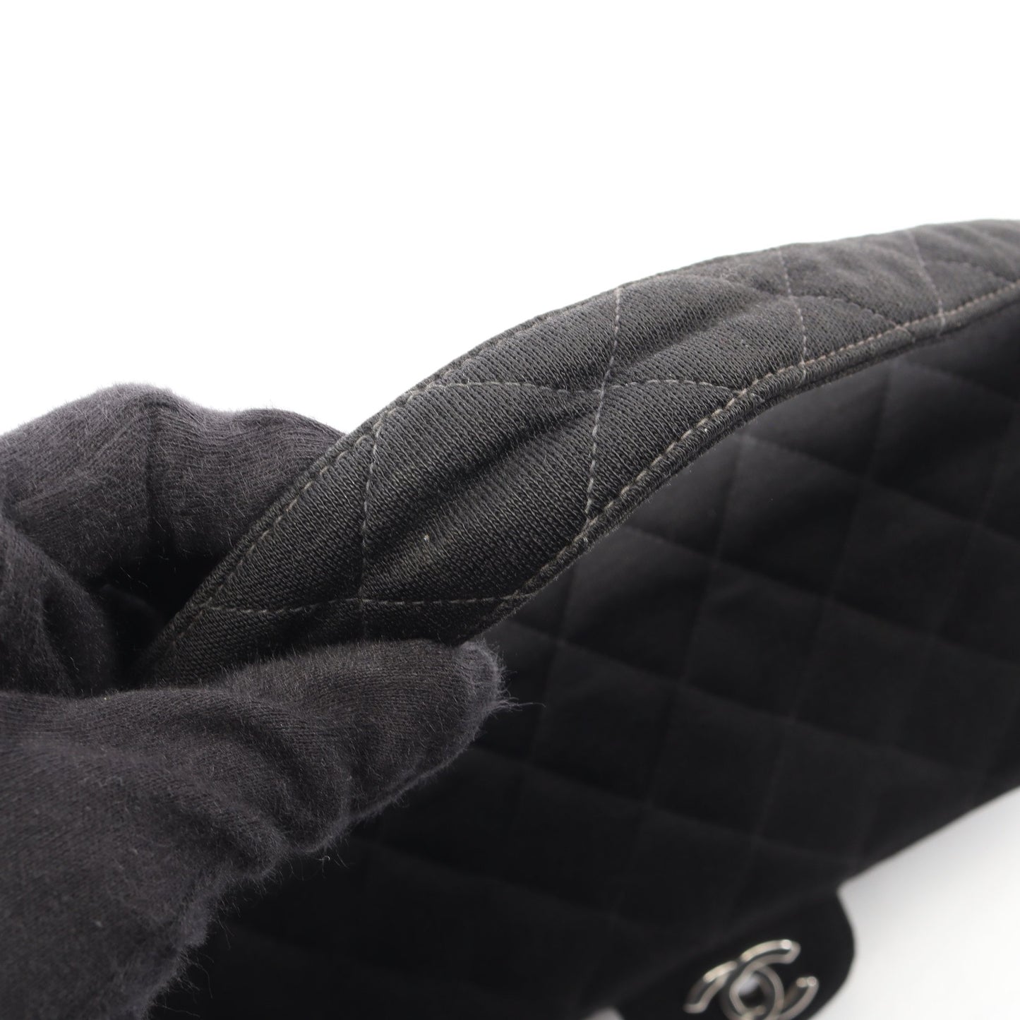 マトラッセ Wフェイス ハンドバッグ コットン ブラック シルバー金具 シャネル バッグ CHANEL
