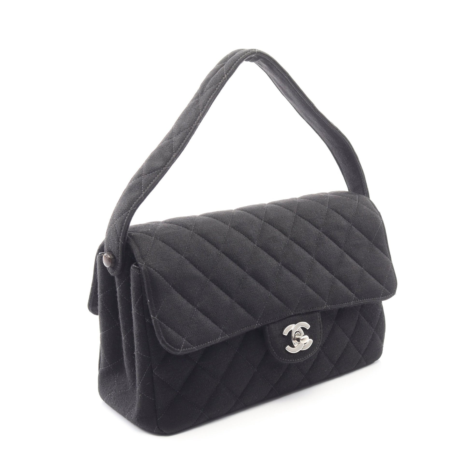 マトラッセ Wフェイス ハンドバッグ コットン ブラック シルバー金具 シャネル バッグ CHANEL