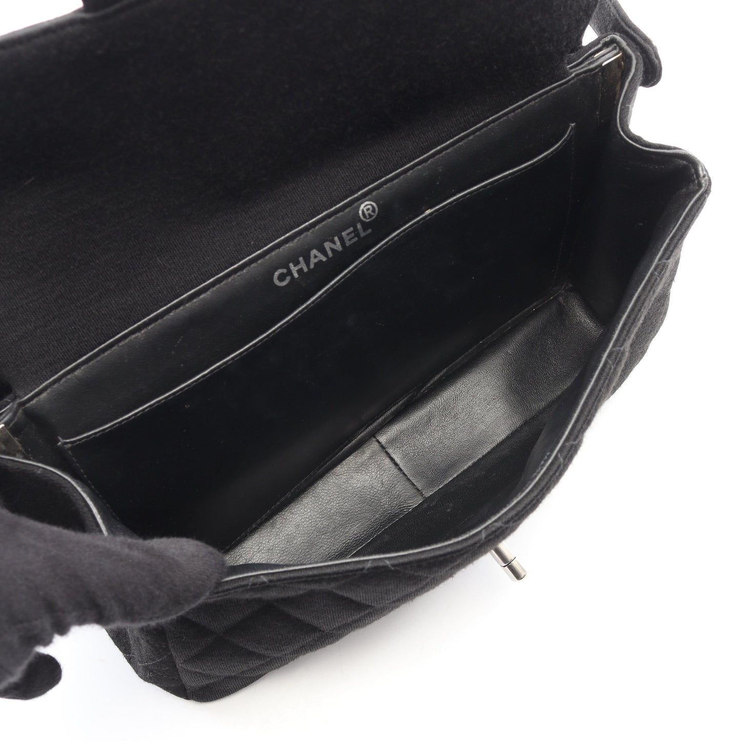 マトラッセ Wフェイス ハンドバッグ コットン ブラック シルバー金具 シャネル バッグ CHANEL