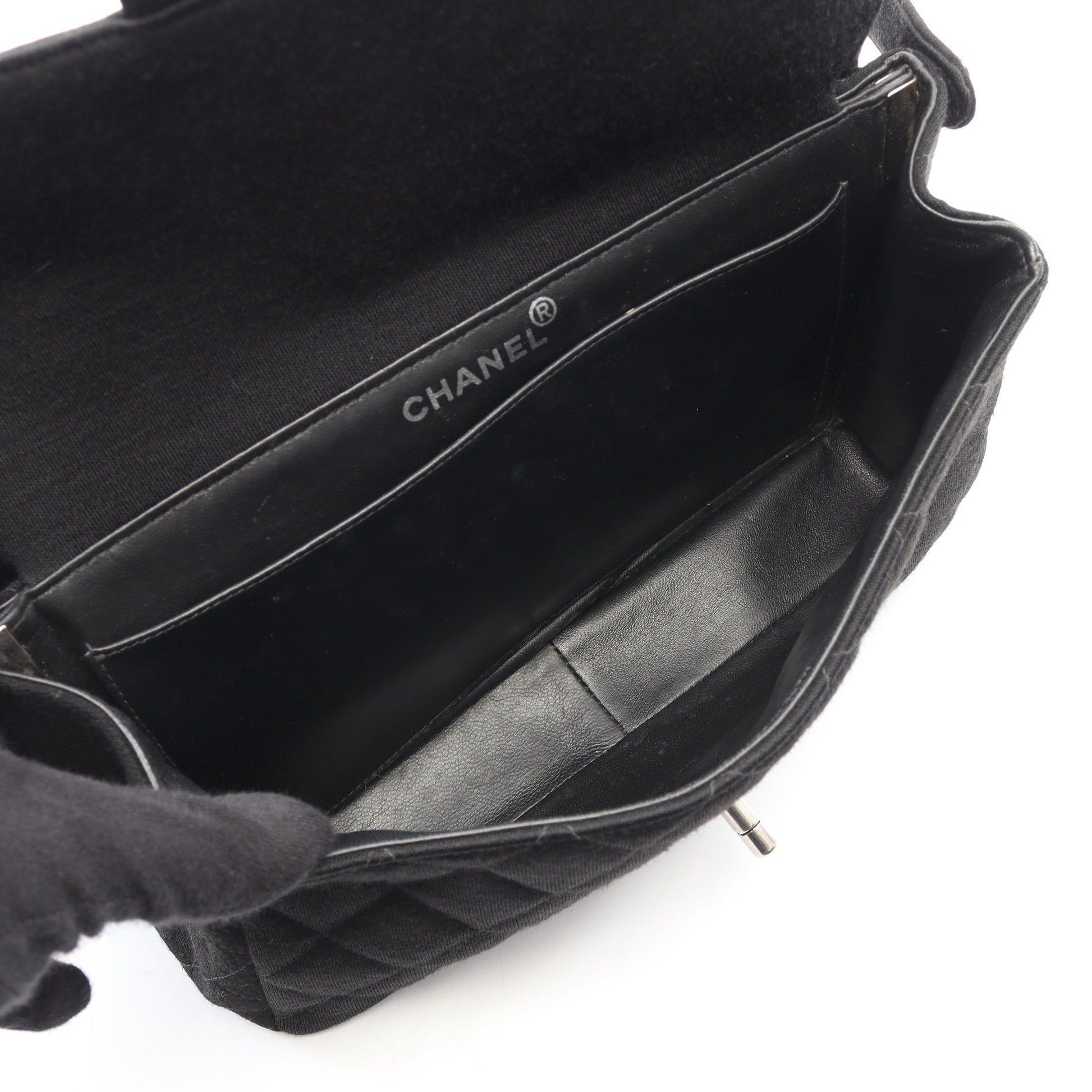 マトラッセ Wフェイス ハンドバッグ コットン ブラック シルバー金具 シャネル バッグ CHANEL