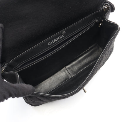 マトラッセ Wフェイス ハンドバッグ コットン ブラック シルバー金具 シャネル バッグ CHANEL
