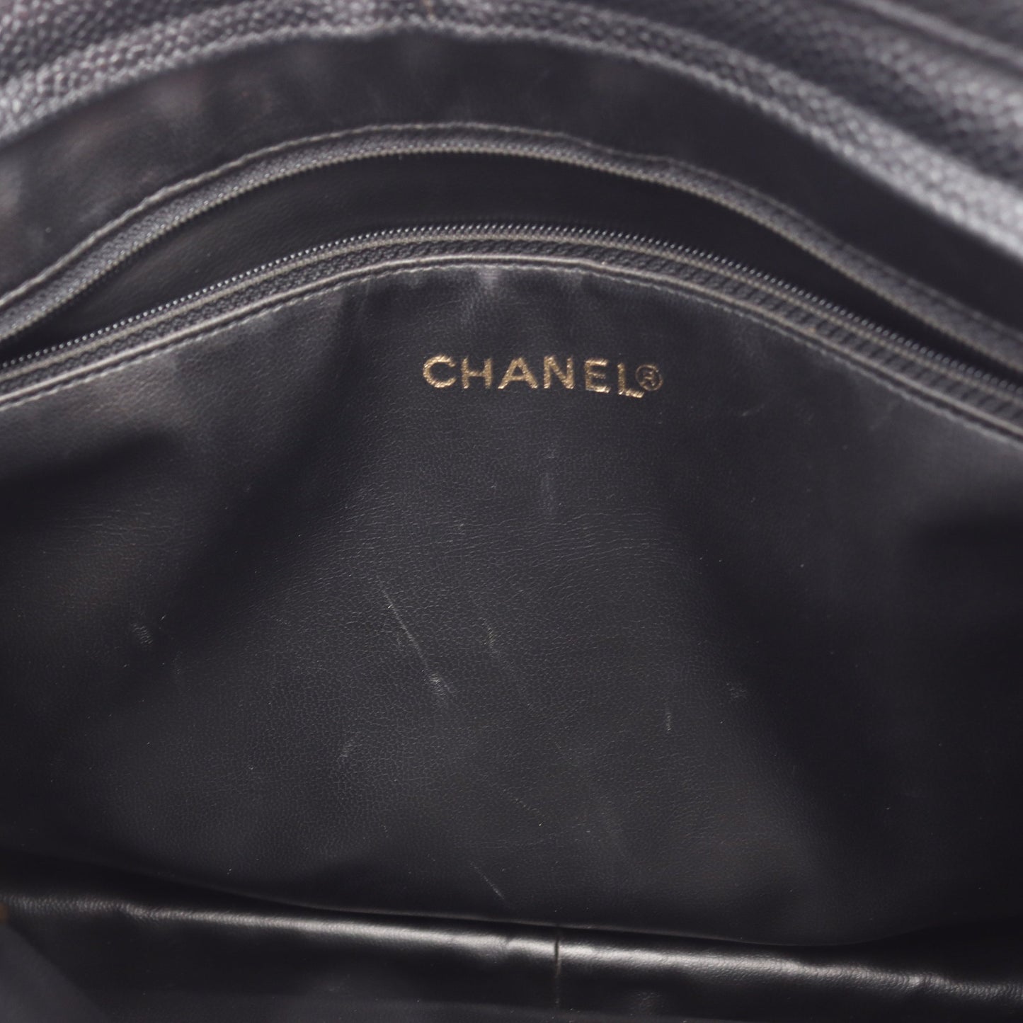 トリプルココマーク チェーンショルダーバッグ チェーントートバッグ キャビアスキン ブラック ゴールド金具 シャネル バッグ CHANEL