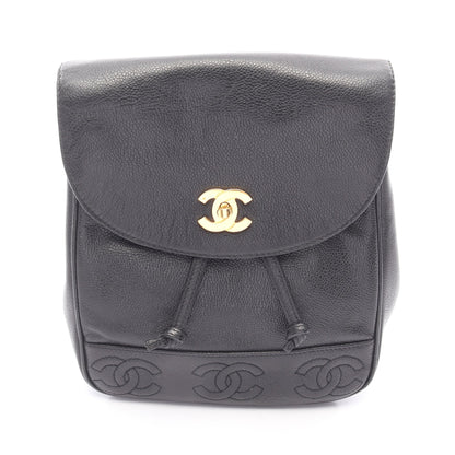 トリプルココマーク バックパック リュックサック キャビアスキン ブラック ゴールド金具 シャネル バッグ CHANEL