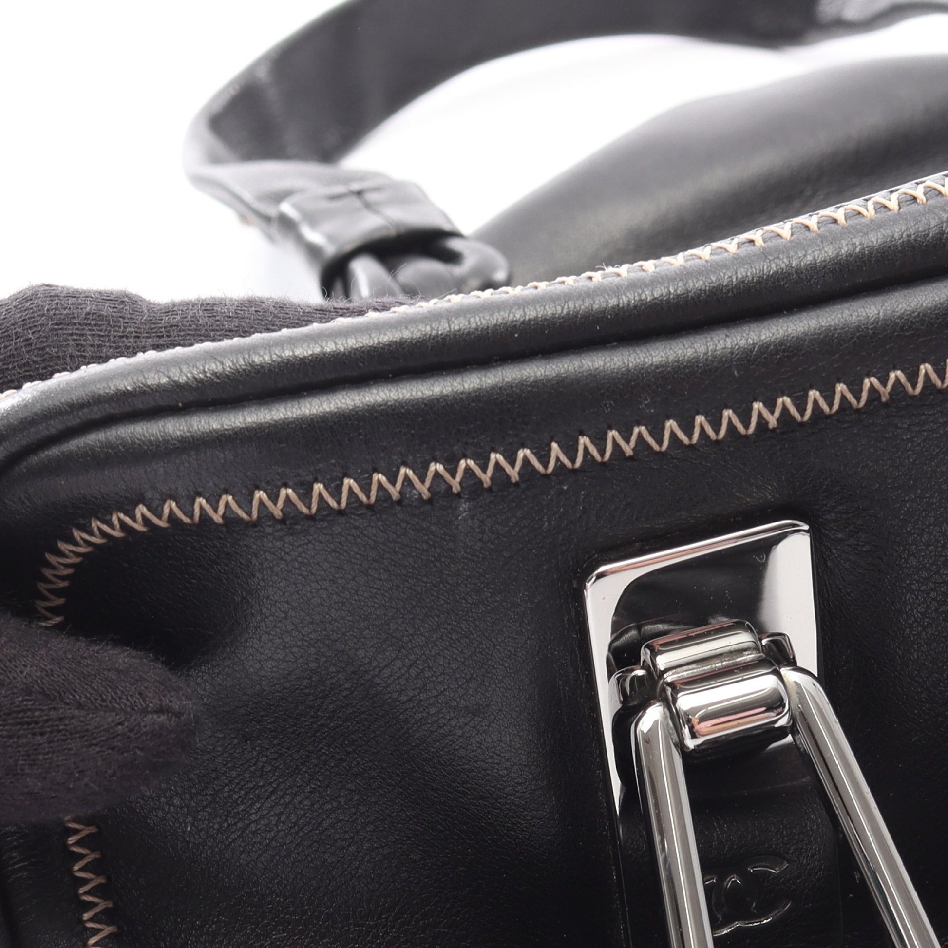 ココマーク ハンドバッグ ミニボストンバッグ ラムスキン ブラック シルバー金具 シャネル バッグ CHANEL