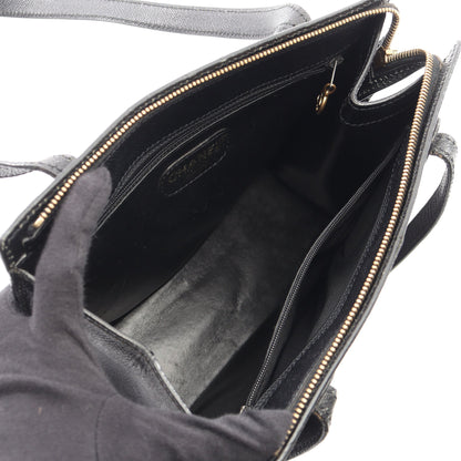 ロゴ ショルダーバッグ トートバッグ キャビアスキン ブラック ゴールド金具 シャネル バッグ CHANEL