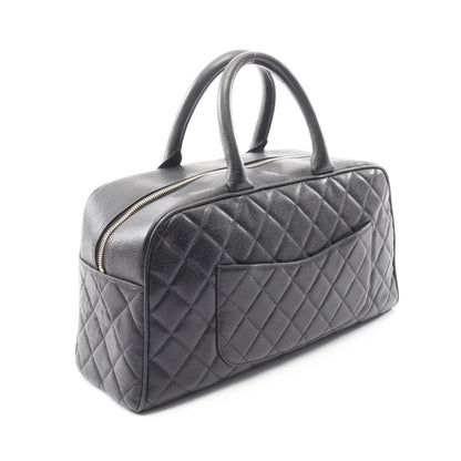 マトラッセ ハンドバッグ ミニボストンバッグ キャビアスキン ブラック ゴールド金具 シャネル バッグ CHANEL
