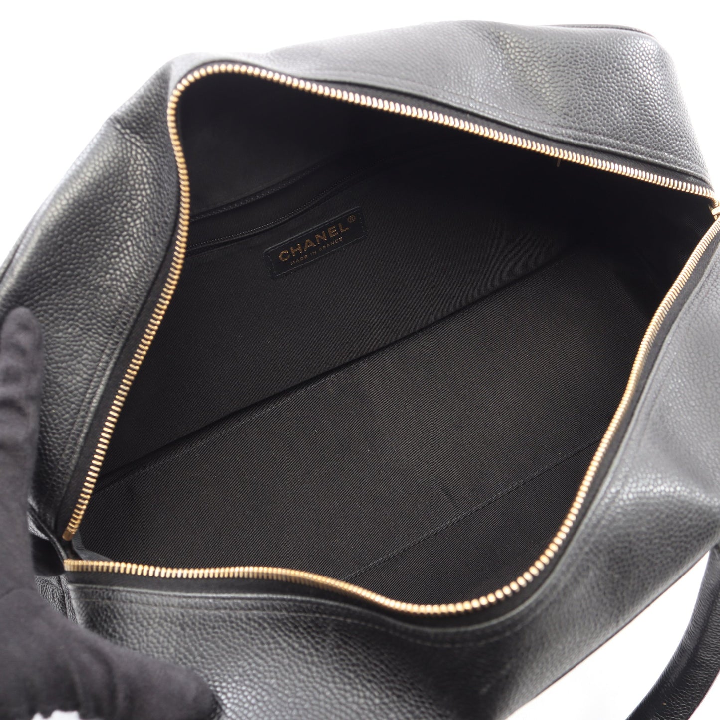 マトラッセ ハンドバッグ ミニボストンバッグ キャビアスキン ブラック ゴールド金具 シャネル バッグ CHANEL