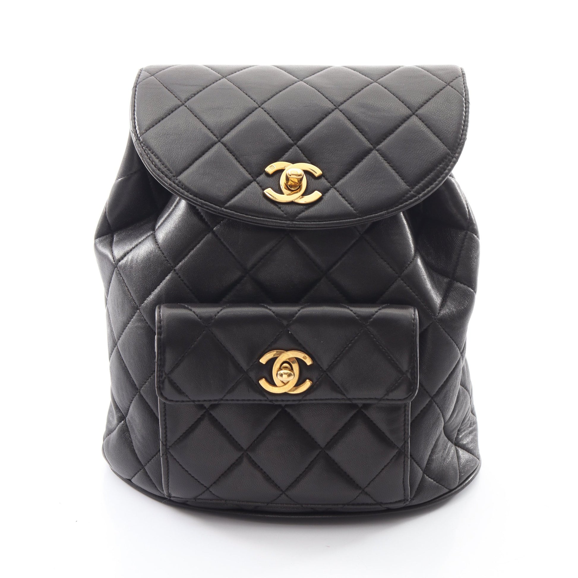 マトラッセ バックパック リュックサック ラムスキン ブラック ゴールド金具 ヴィンテージ シャネル バッグ CHANEL
