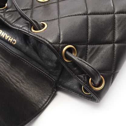 マトラッセ バックパック リュックサック ラムスキン ブラック ゴールド金具 ヴィンテージ シャネル バッグ CHANEL