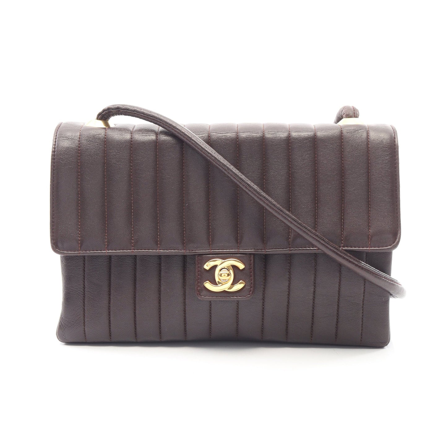 マドモアゼル ショルダーバッグ ラムスキン ボルドー ゴールド金具 ヴィンテージ シャネル バッグ CHANEL